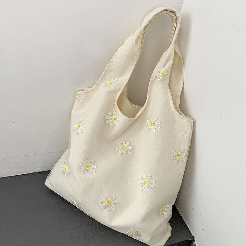 Women's Large Canvas Daisy Classic Style Square Open Underarm Bag
