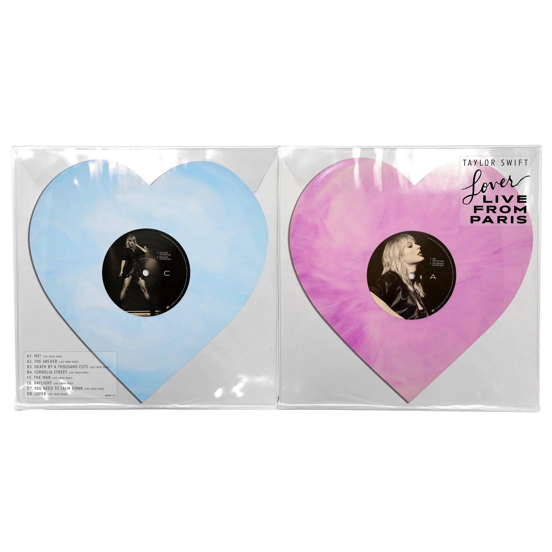 Taylor Swift - Lover Live from Paris Exclusive Heart Shaped Pink Blue 2x LP Colored Vinyl Record