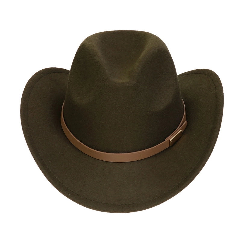 Tibetan Western Denim Top Hat Spring And Autumn New Jazz Hat Big Brim Five-pointed Star Belt Accessories Felt Hat For Men And Women