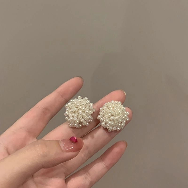 1 Pair Minimalist Round Inlay Alloy Zircon Ear Studs