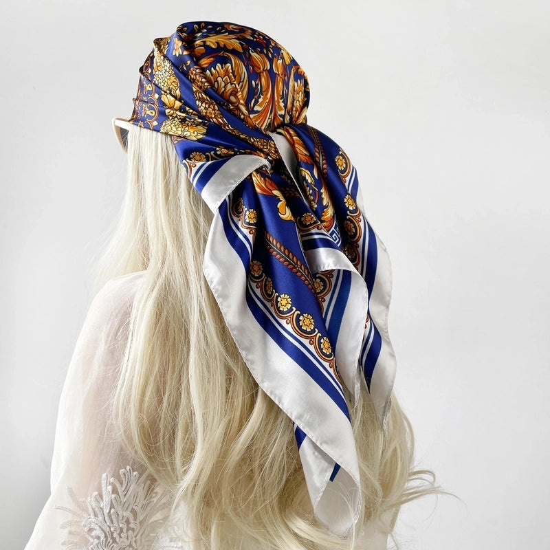Women's Vintage Style Printing Satin Printing And Dyeing Dyeing Silk Scarf Kerchief Bandanas