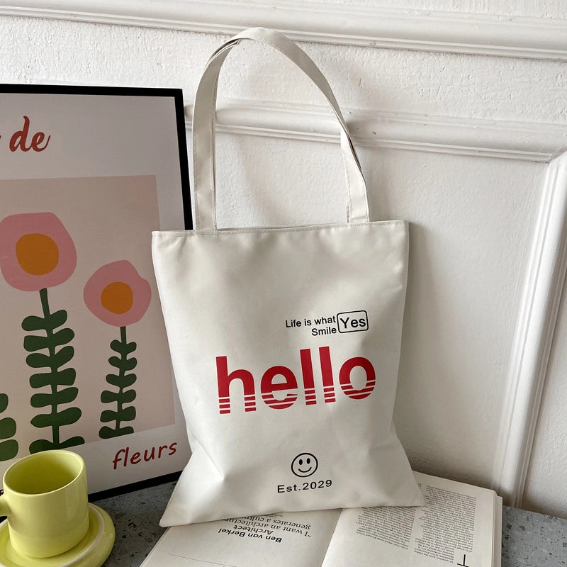 Women's Preppy Style Letter Oxford Cloth Shopping Bags