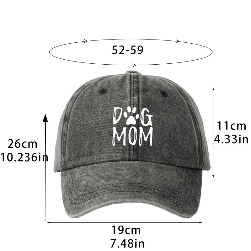 Hot Hat Printing DOG MOM Custom Washed Baseball Cap Men's And Women's Outdoor Sunscreen Soft Top Cap