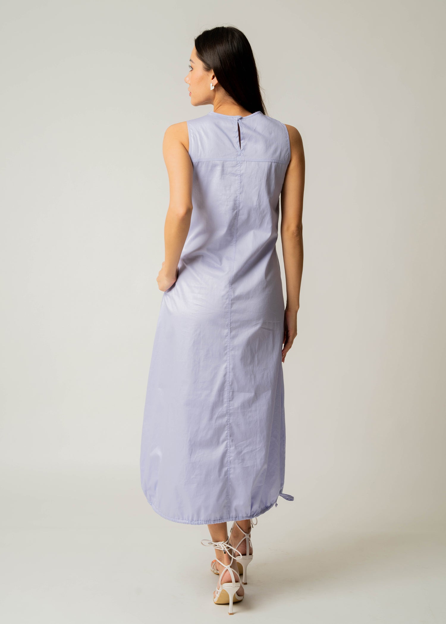 Sleeveless Maxi dress With Bottom Draw Cord Detail