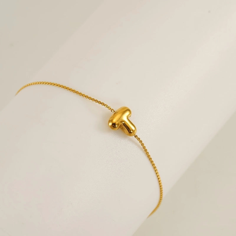 Casual Minimalist Letter 304 Stainless Steel 18K Gold Plated Bracelets In Bulk