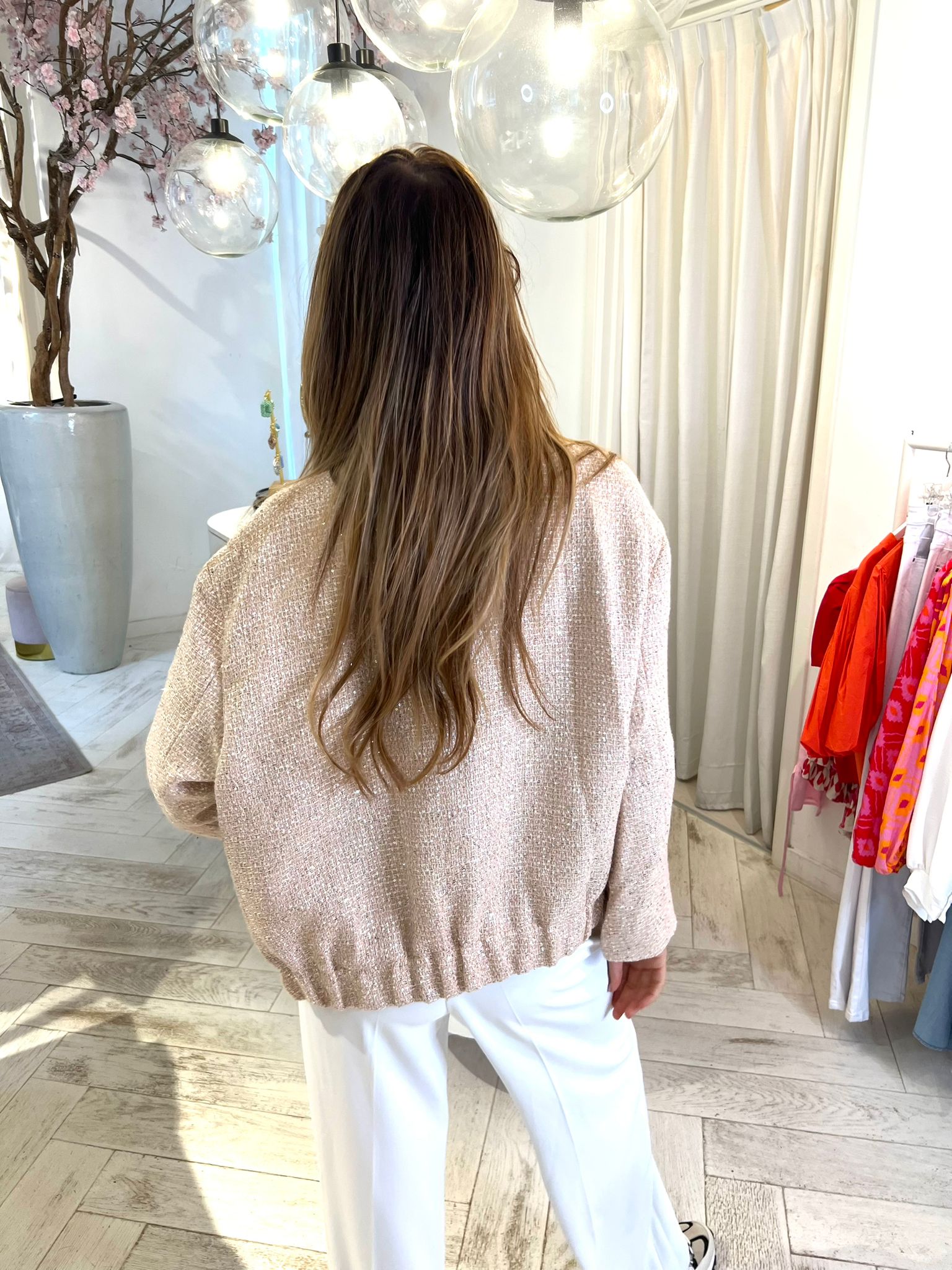 Amber Bomber Sparkle Jacket Beige