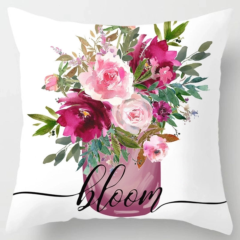 Sweet Minimalist Classic Style Letter Color Block Fibre Peach Skin Pillow Cases