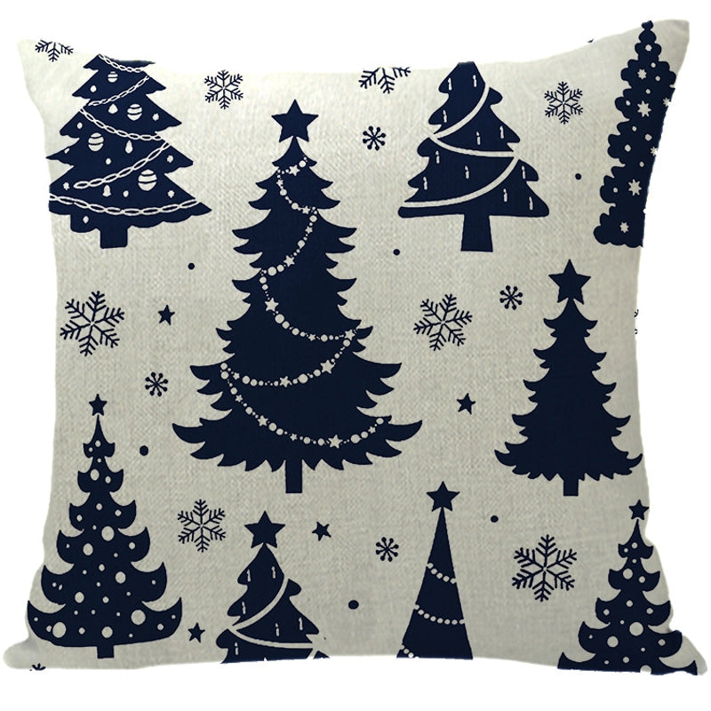 Fashion Letter Snowflake Elk Linen Pillow Cases