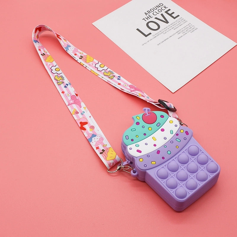 Kid's Medium Silica Gel Fruit Cute Profiled Zipper Crossbody Bag