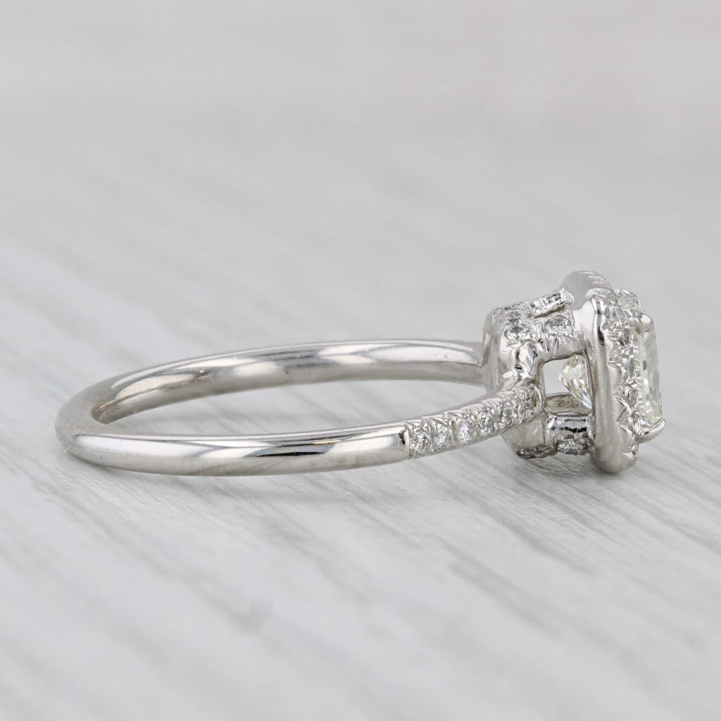 1.08ctw Diamond Halo Engagement Ring 14k White Gold Size 7 GIA