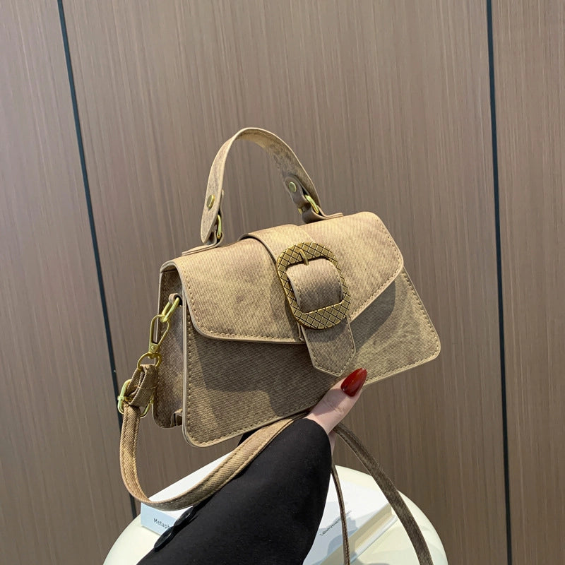 Women's Pu Leather Solid Color Streetwear Square Flip Cover Handbag