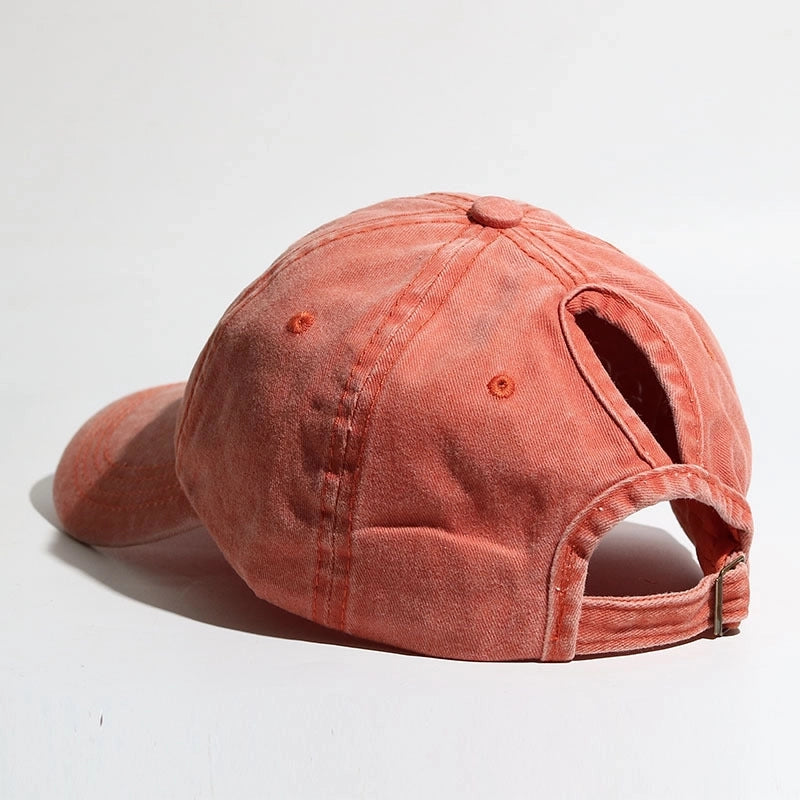 Baseball Cap Wash Cotton Curved Eaves Outdoor Sports Ladies Peaked Cap Ponytail Braid Cap Summer Sunscreen Hat