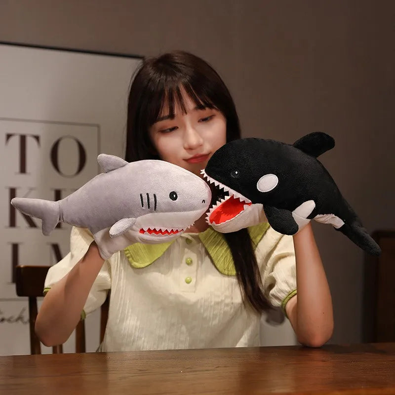 Stuffed Plush Animals Toys Hand Finger Story Puppet Kawaii Dolls Educational Toys Octopus Penguin Clown Fish Birthday Gift