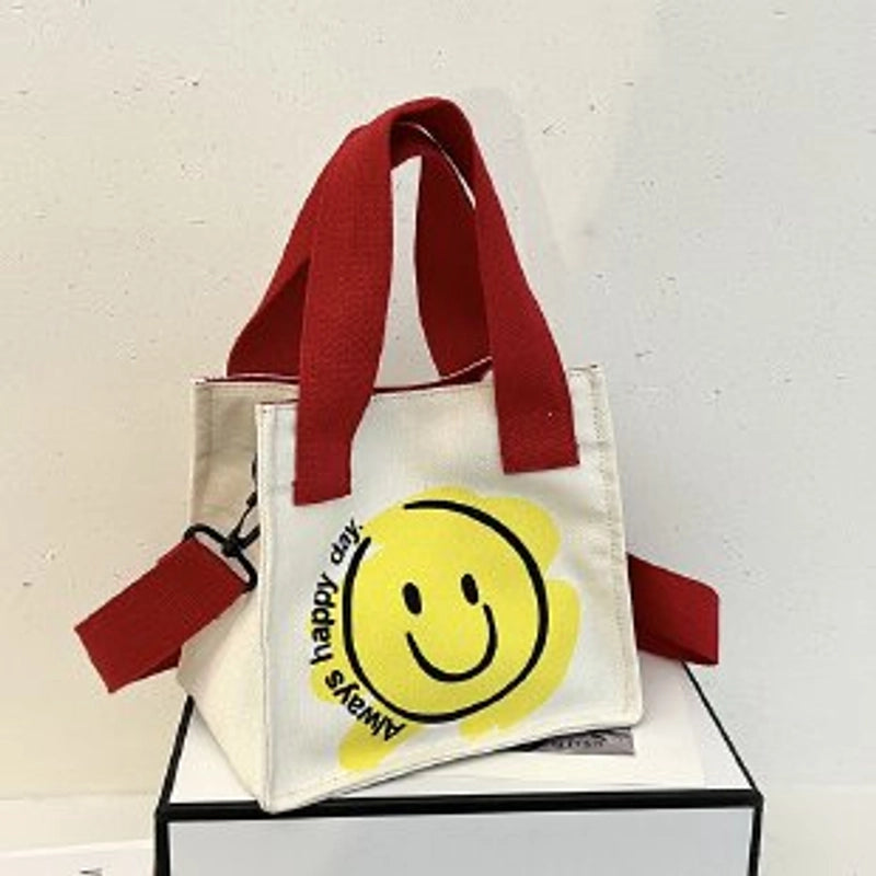 Women's Fashion Smile Face Canvas Shopping Bags