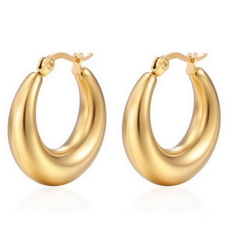 1 Pair Minimalist Solid Color Plating Stainless Steel Gold Plated Earrings
