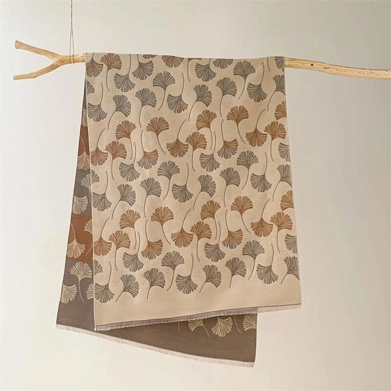 Women's  Sweet Ginkgo Leaf Imitation Cashmere Scarf