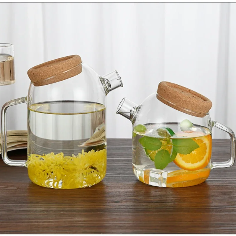 BEVERAGE DISPENSER COLD WATER JUICE JUG TEAPOT GLASS LEMONADE CONTAINER HEAT RESISTANT KITCHEN JUG