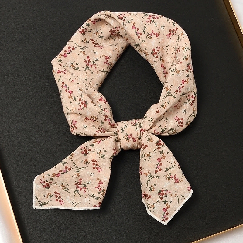 Women's Sweet Flower Cotton Silk Scarf