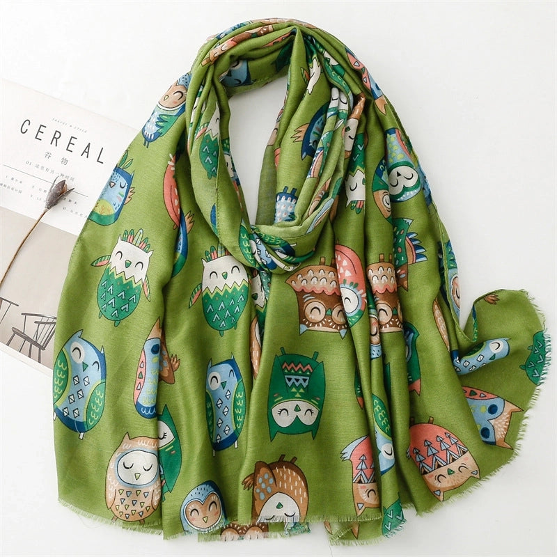Women's Cute Owl Polyester Scarf