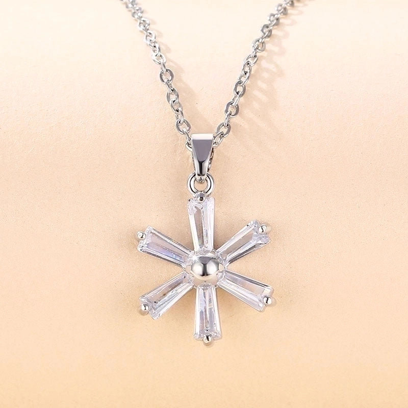 Stainless Steel White Gold Plated Elegant Plating Inlay Round Flower Butterfly Zircon Pendant Necklace