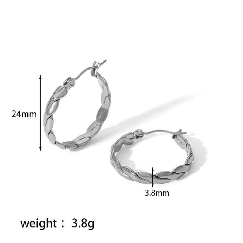 1 Pair Minimalist Circle Plating 304 Stainless Steel Hoop Earrings
