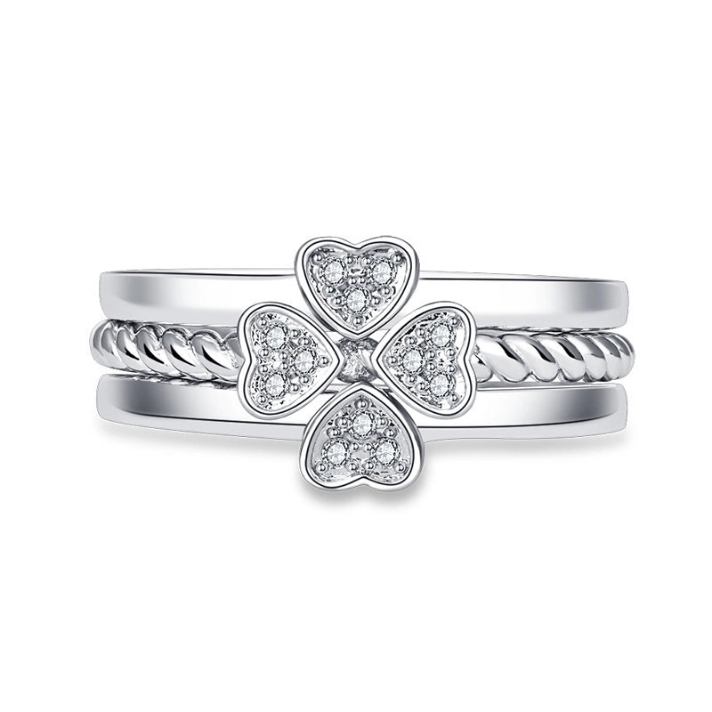 Minimalist Solid Color Copper Plating Inlay Artificial Diamond Rings 1 Piece