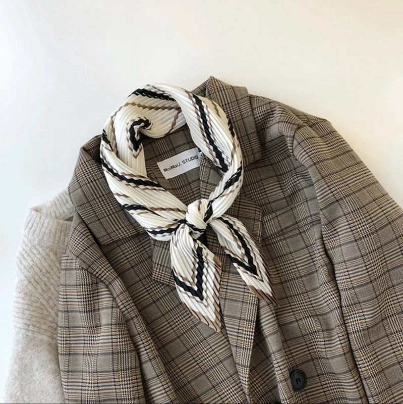 Women's Elegant Plaid Polka Dots Solid Color Satin Silk Scarf