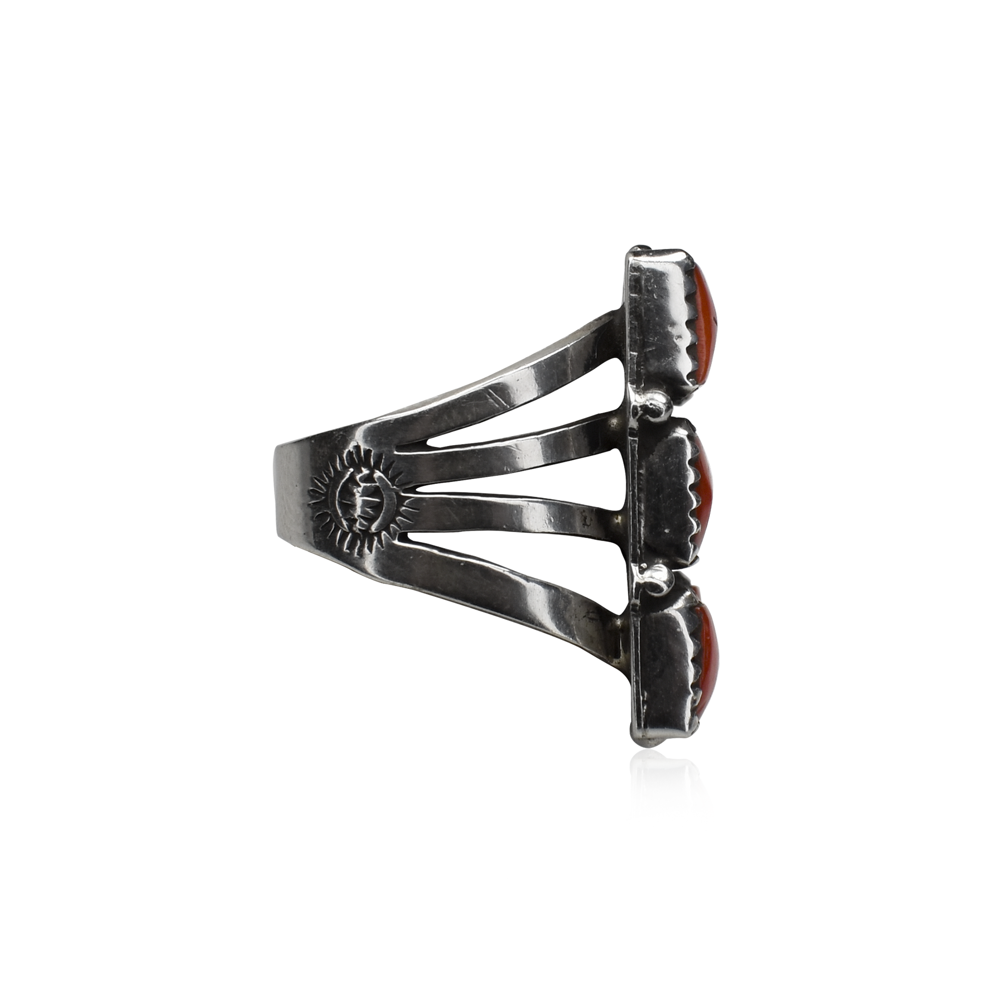 Rectangular Nine Stone Noble Coral Ring