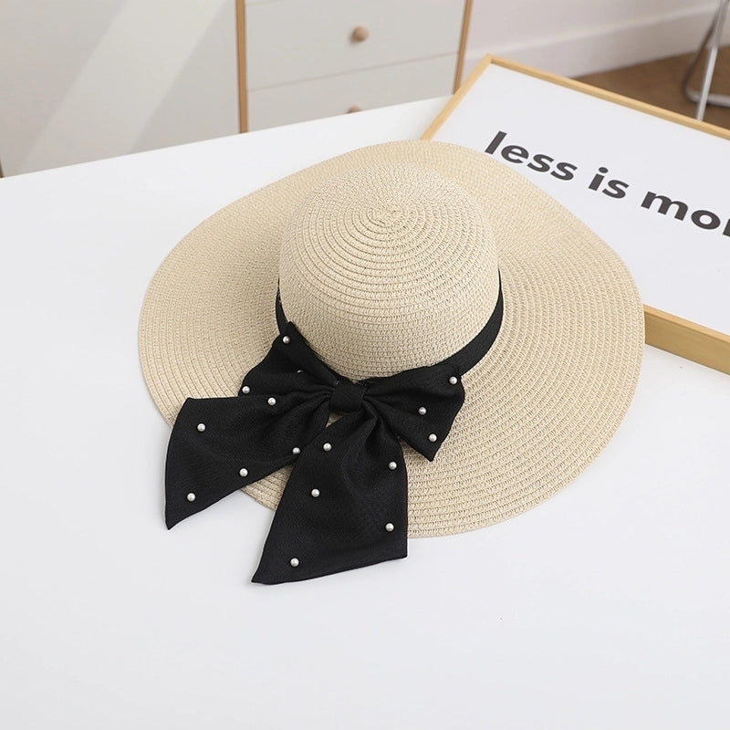 Women's Minimalist Classic Style Color Block Wide Eaves Straw Hat