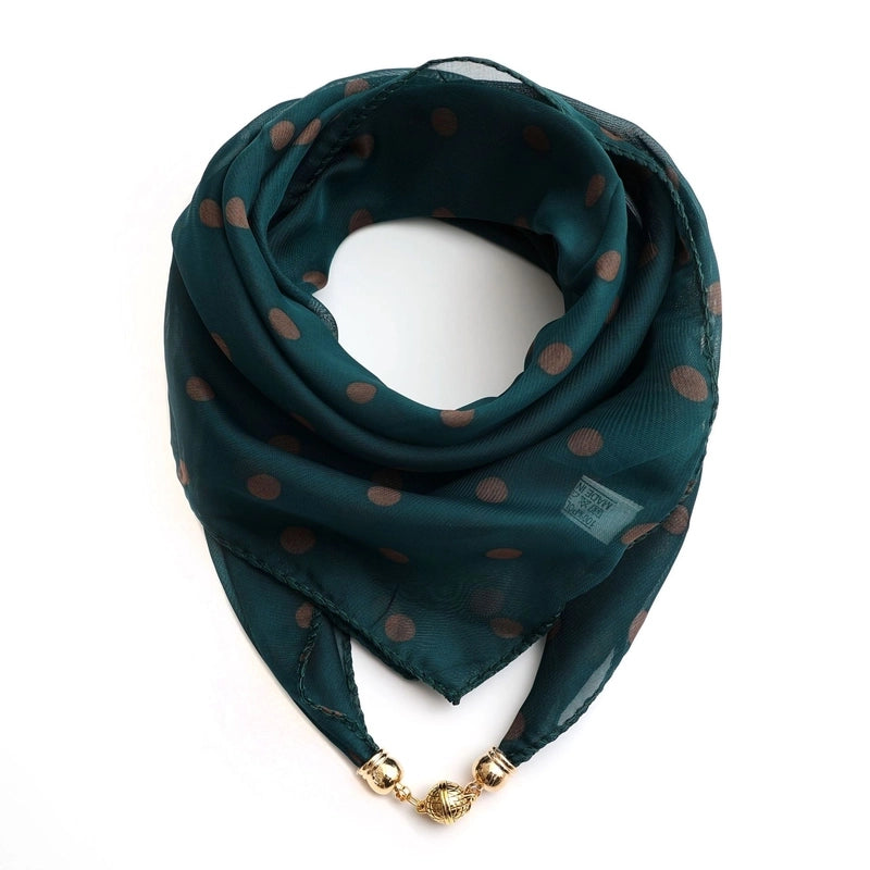 Women's Classic Style Splicing Polka Dots Flower Polyester Printing Silk Scarf