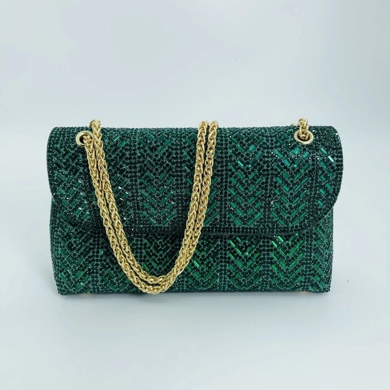 New Handmade Inlaid Bag Evening Dress Socialite Rhinestone Armpit Clutch Evening Bag