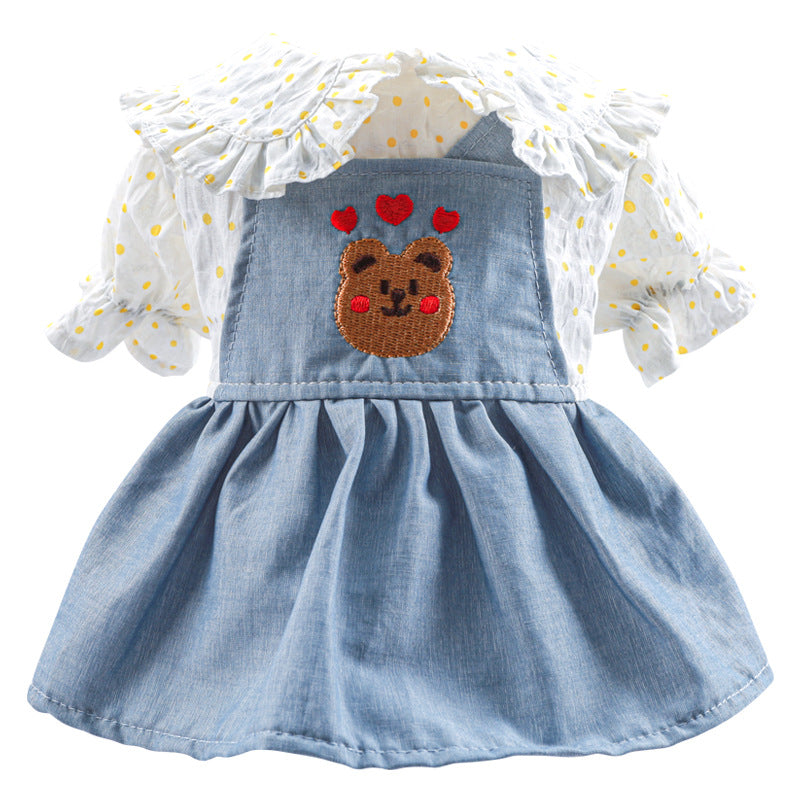 Polka Dot Bear Printed Puppy Dress