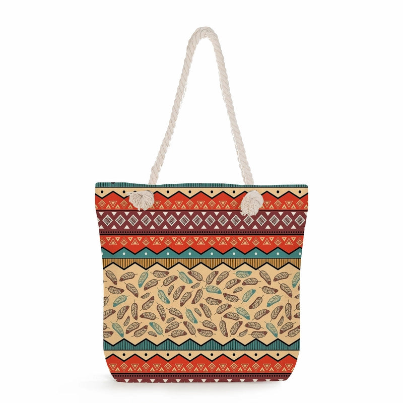 Geometric Printing Tote Bag Student Book Storage Shoulder Bag Large Capacity Handbag