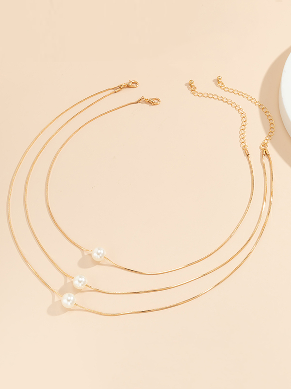 Simple Multilayer Pearl Necklaces Accessories