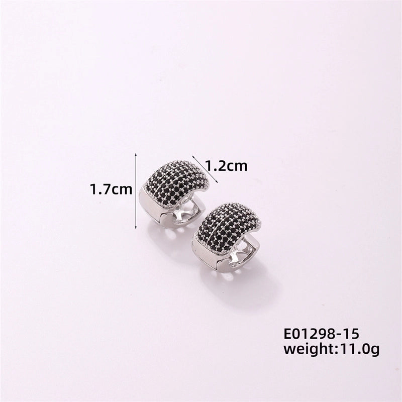1 Piece Casual Minimalist Geometric Copper Zircon Gold Plated Silver Plated Huggie Earrings