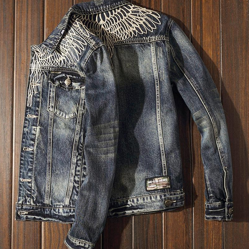 Vintage Distressed Washed Lapel Single-Breasted Denim Jacket