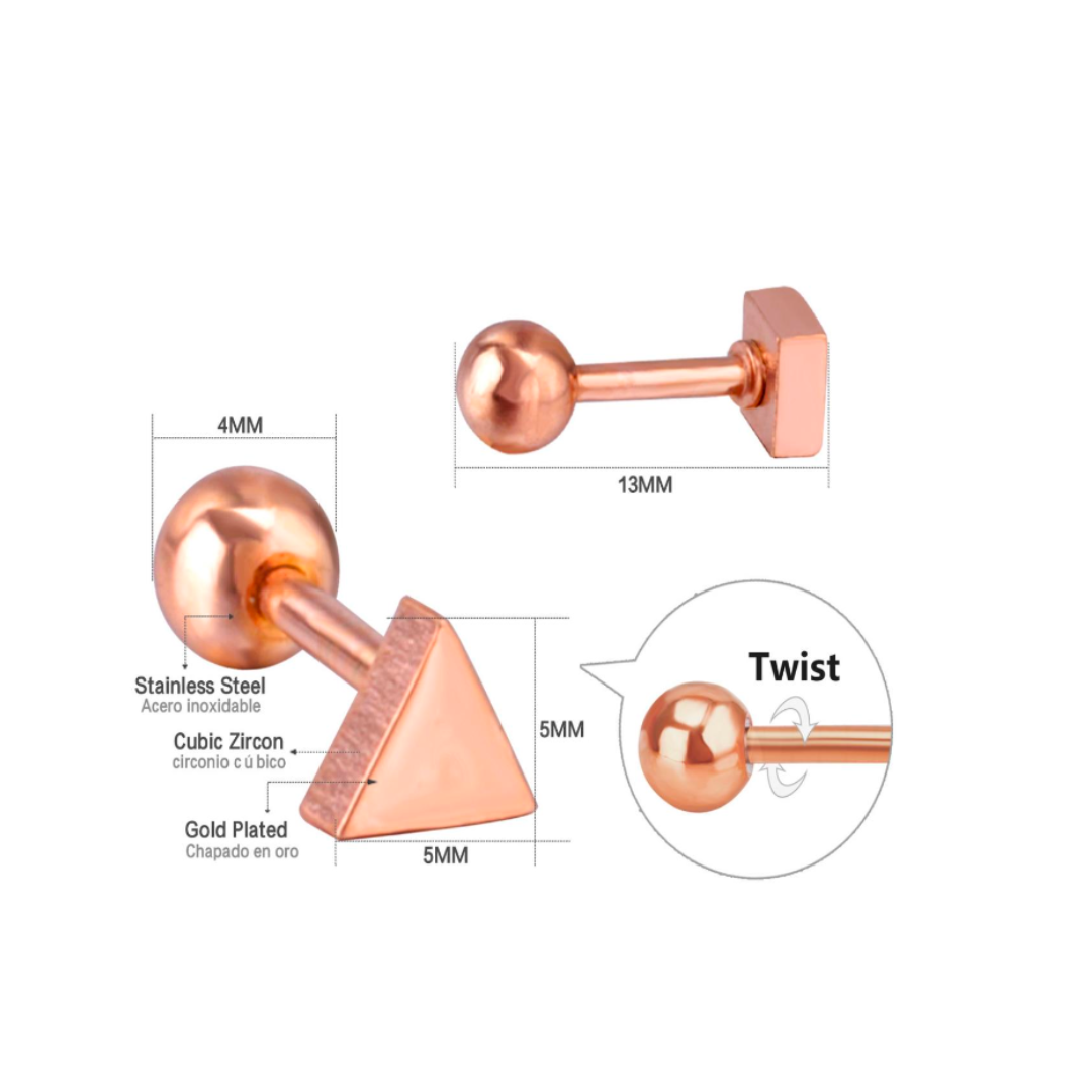 4mm Baby triangle studs - Rose gold