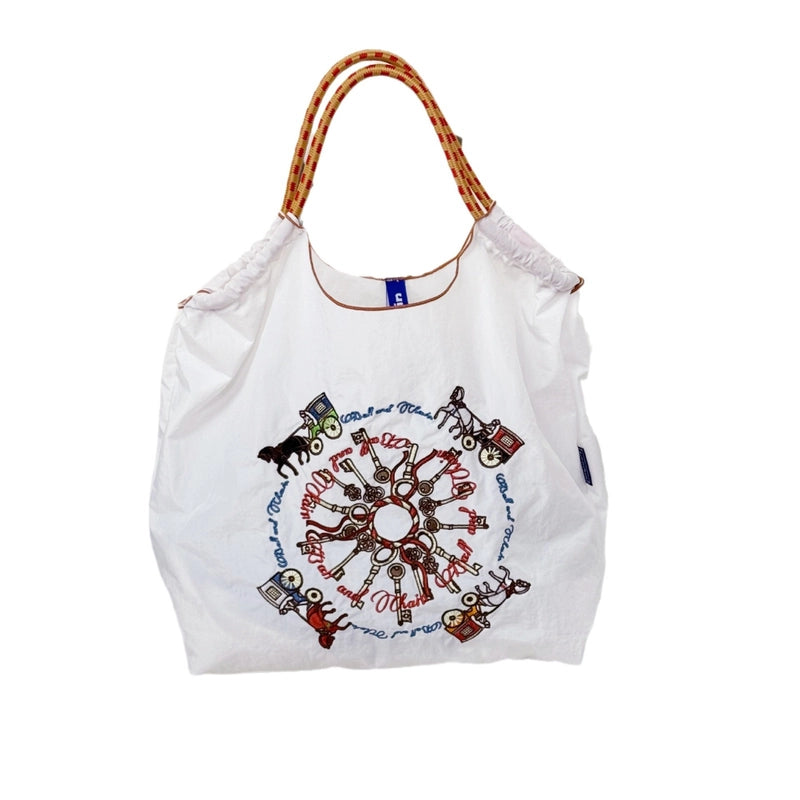 Women's Streetwear Printing Color Block Nylon Shopping Bags