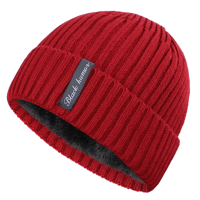 Autumn And Winter New Men's Style Knitted Hat Plus Velvet Padded Scarf Two-piece Warm Knitted Hat