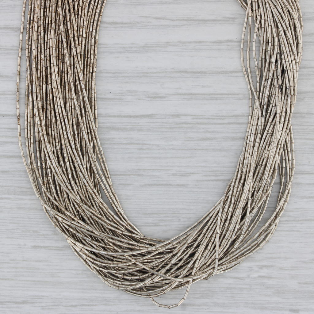 Vintage Native American Liquid Silver Necklace Sterling Silver 28.5