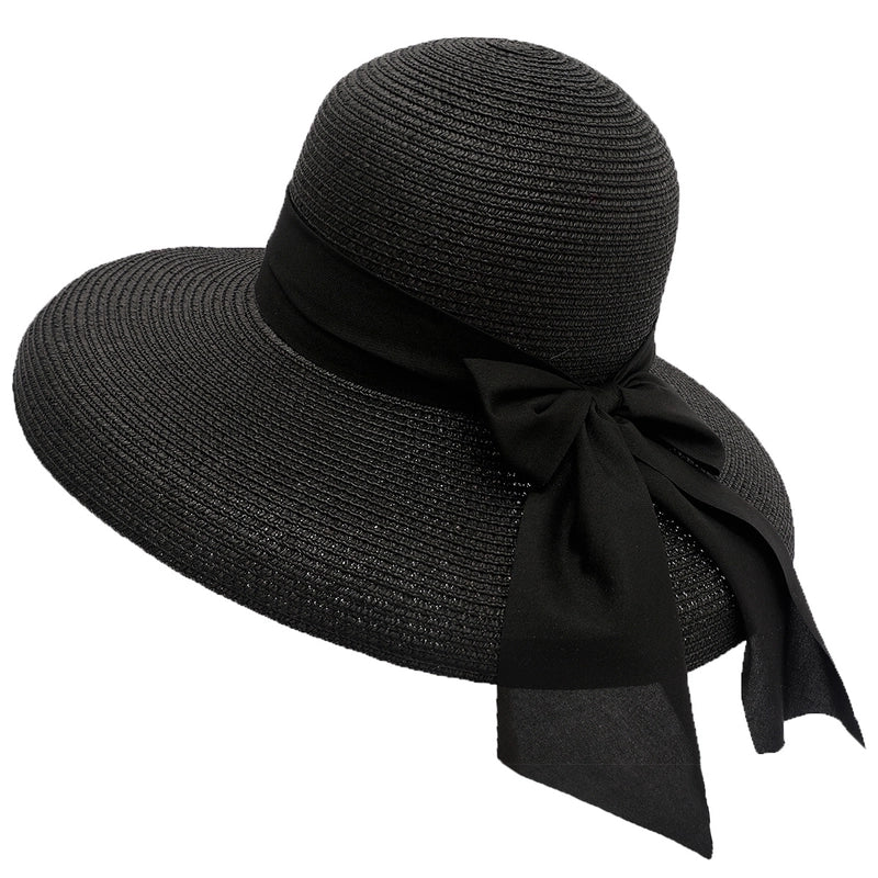 Women's Minimalist Classic Style Color Block Flat Eaves Straw Hat