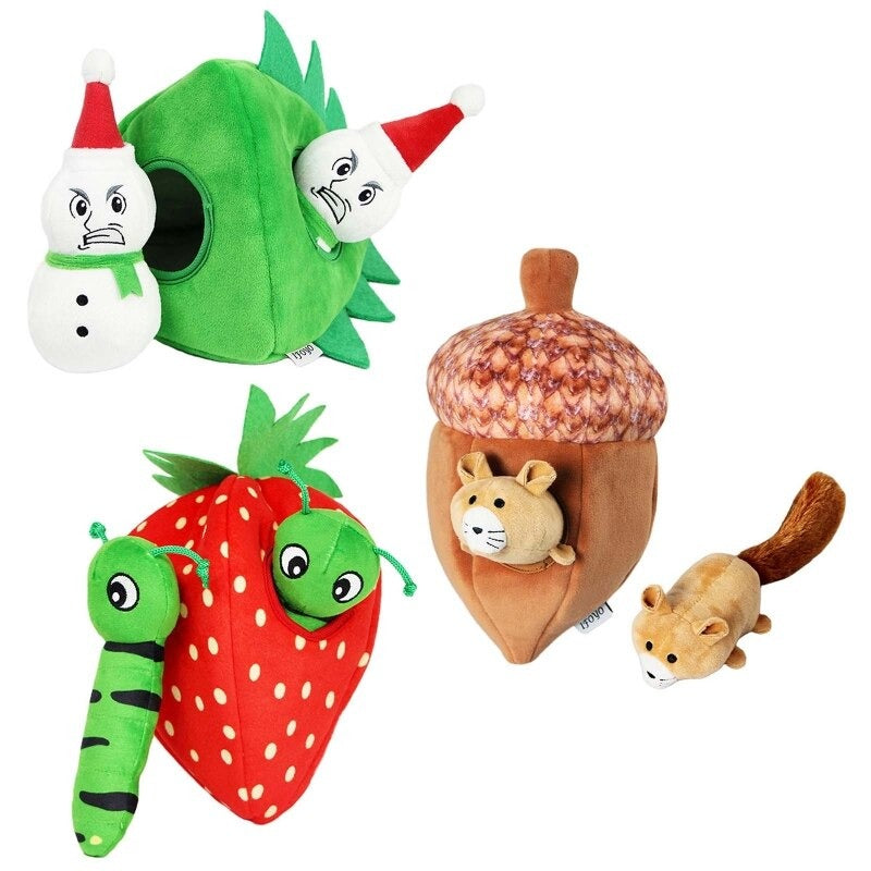 Strawberry Squeaky Plush Dog