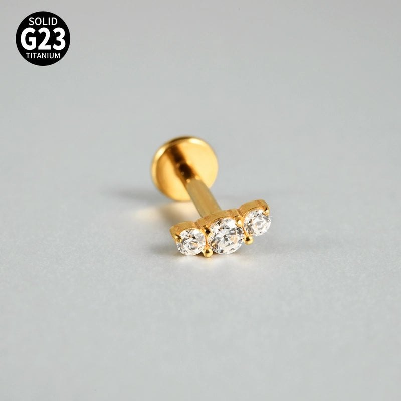 1 Piece Ear Cartilage Rings & Studs Casual Hip-Hop Snake Butterfly G23 Titanium Alloy Inlay Zircon 18K Gold Plated Lip Rings Ear Cartilage Rings & Studs
