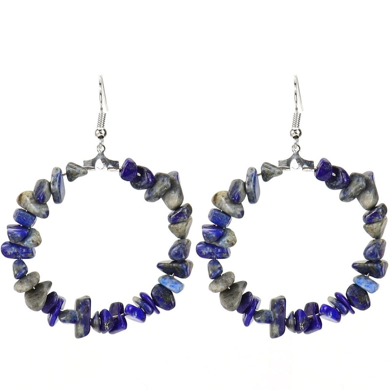 2 Pieces Ig Style Irregular Circle Beaded Plating Alloy Natural Stone Drop Earrings