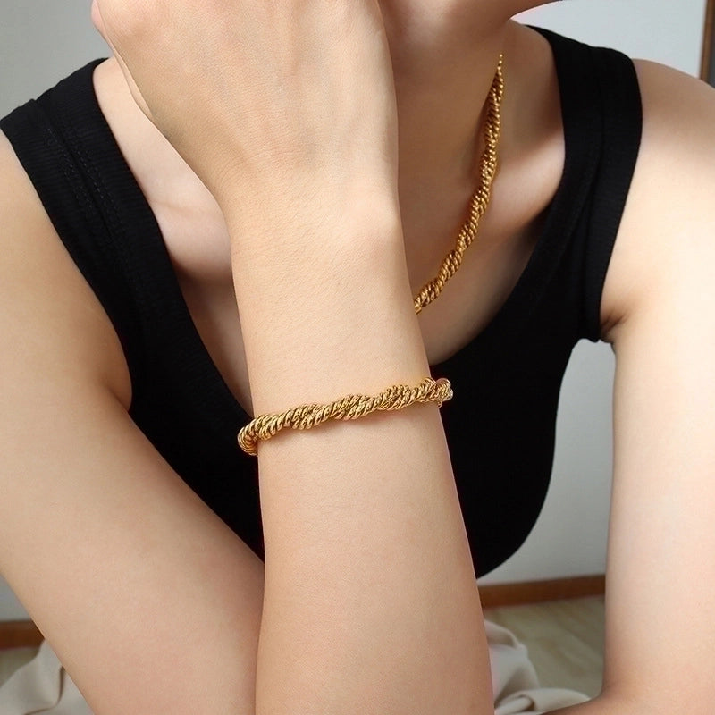 Minimalist Twist Titanium Steel Plating Bracelets Necklace