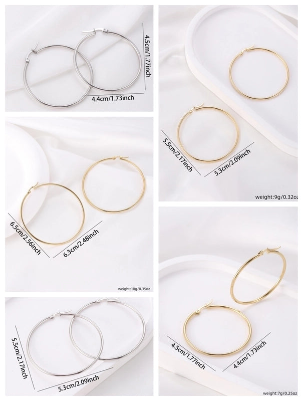 Vintage Style Modern Style Minimalist Round Titanium Steel 18K Gold Plated Hoop Earrings