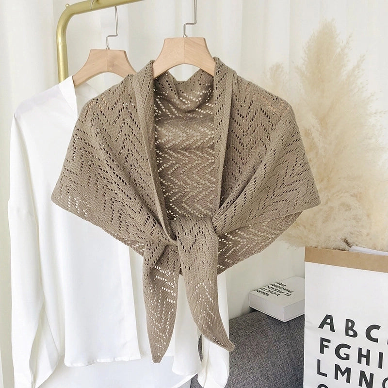 Women's Sweet Solid Color Knit Hollow Out Shawls