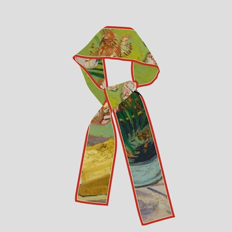 Women's Artistic Oil Painting Polyester Silk Scarf