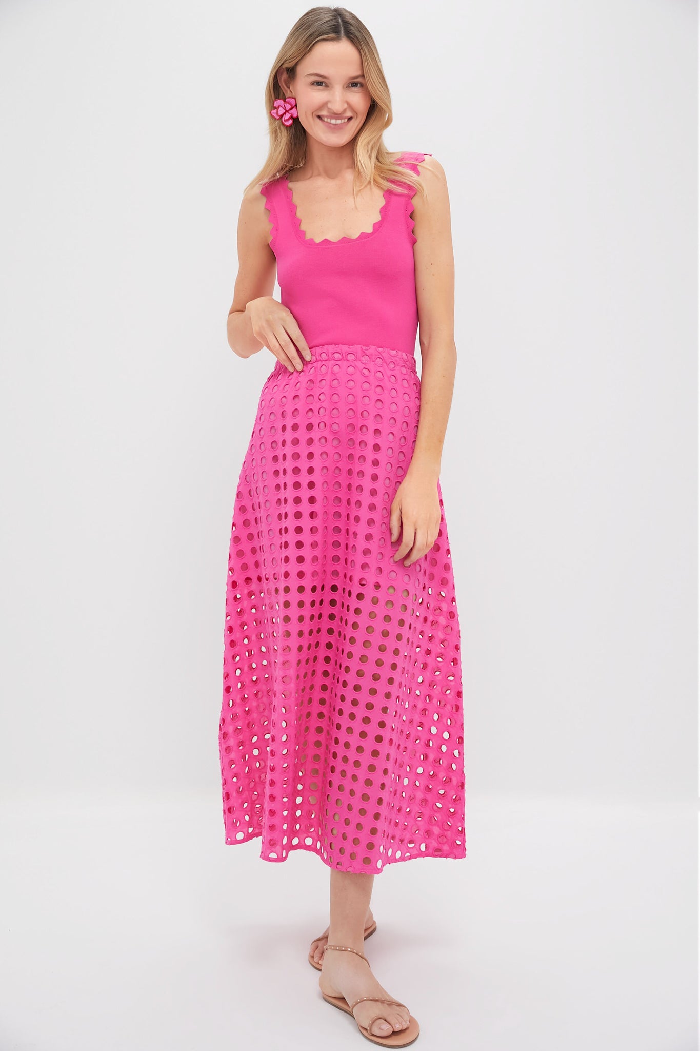 Hot Pink Cotton Eyelet Eve Skirt