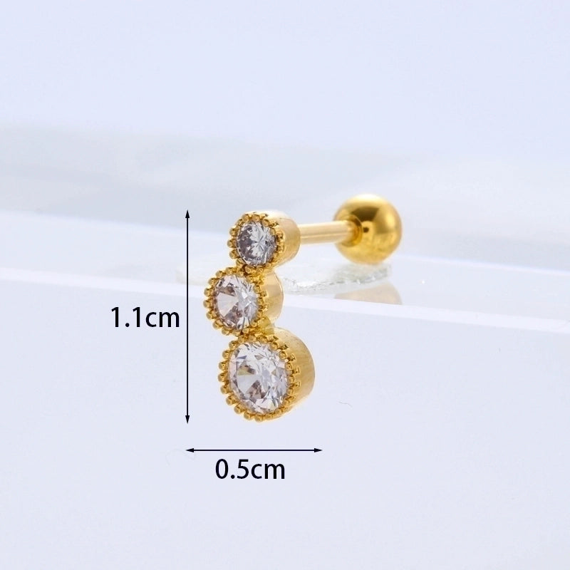 Ear Cartilage Rings & Studs Fashion Geometric Copper Plating Artificial Gemstones